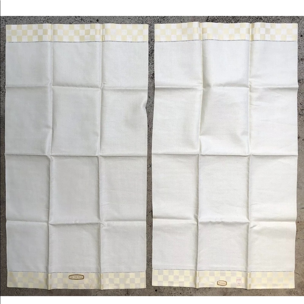 2 Vintage Birdseye Linen Hand Towels  18”x33”